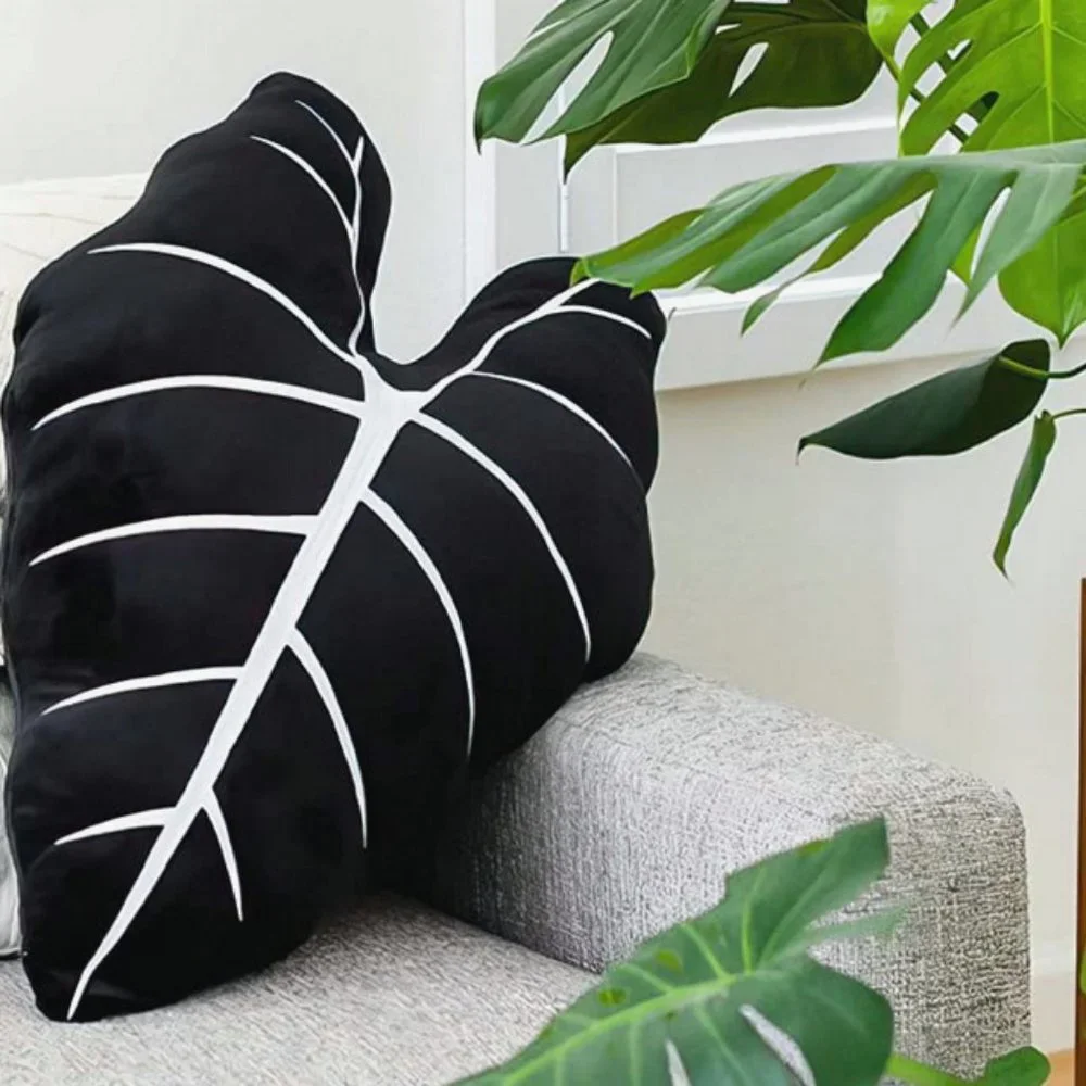 Green Philosophy Co. | Alocasia Frydek Plush Pillow | Obsidian | NWOT - Picture 1 of 4